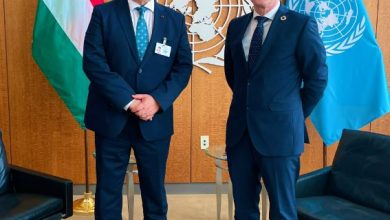 Csaba Kőrösi, UN GA President, meeting Secretary-General of WMO, Petteri Taalas